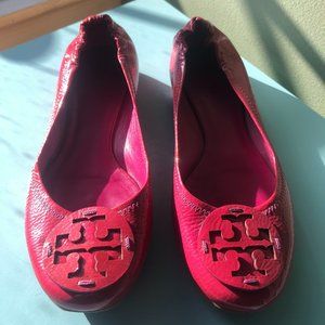 9 Tory Burch Pink Reva Patent Leather Ballet Flat